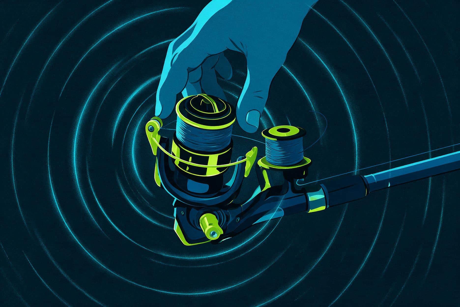 Hand spooling fishing line onto a spinning reel from a filler spool